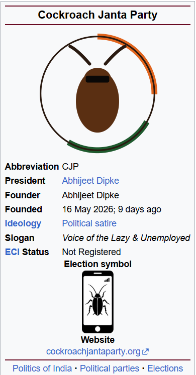 Cocokroach janata party info