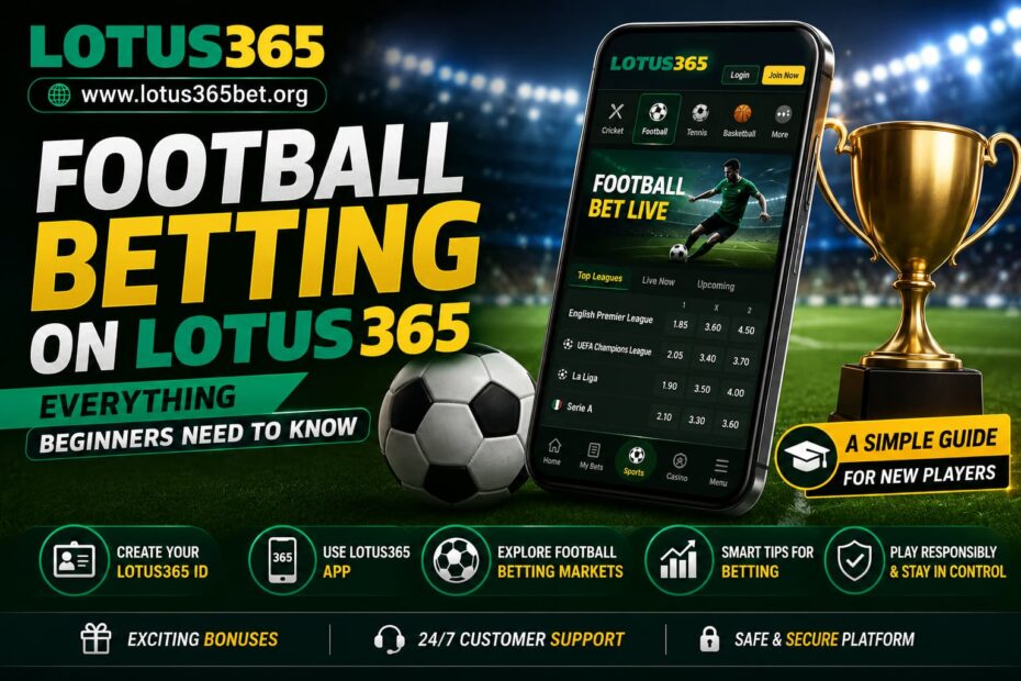 Football Betting on Lotus365 beginner guide showing football betting markets, strategies, and responsible betting tips.