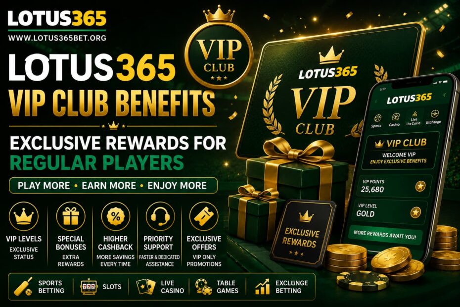 Lotus365 VIP Club showing exclusive rewards, premium loyalty benefits, and VIP membership features