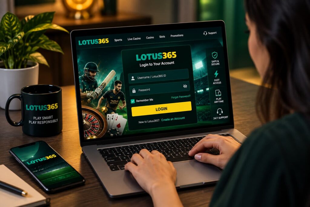 Access your account securely through Lotus365 Login on desktop and mobile devices